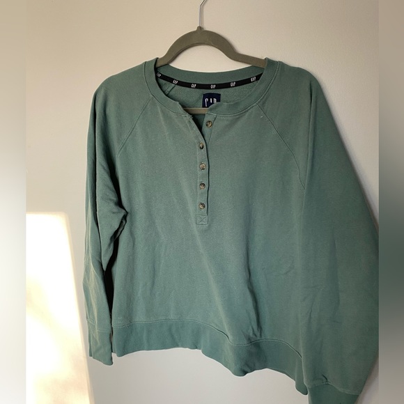 Teal Henley Gap Sweatshirt - Picture 1 of 3